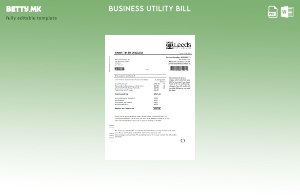 Модерен стил Шаблон за даночна сметка на Градскиот совет на Лидс